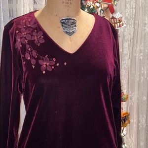 Vintage Studio 2pc Burgandy V-neck velvet velour Special occasion dress.